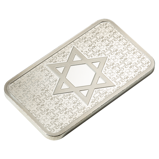 1oz Pure Silver Prooflike Bar - Star of David