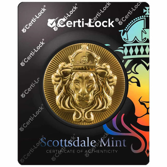 1oz Gold Lion Stacker® Packaged in Certi-Lock