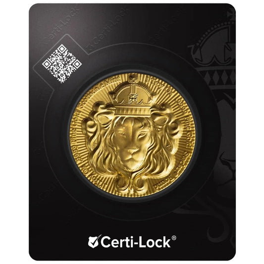 1oz Gold Lion Stacker® Packaged in Certi-Lock